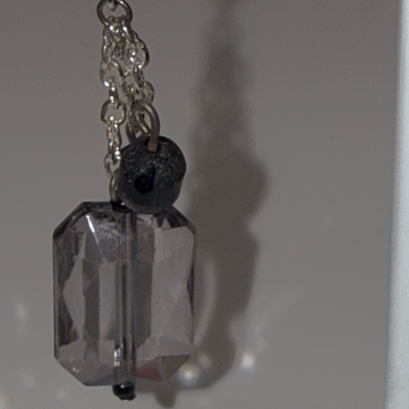 Earrings: Silver and Black Dangle Earrings - Picture 2 of 3